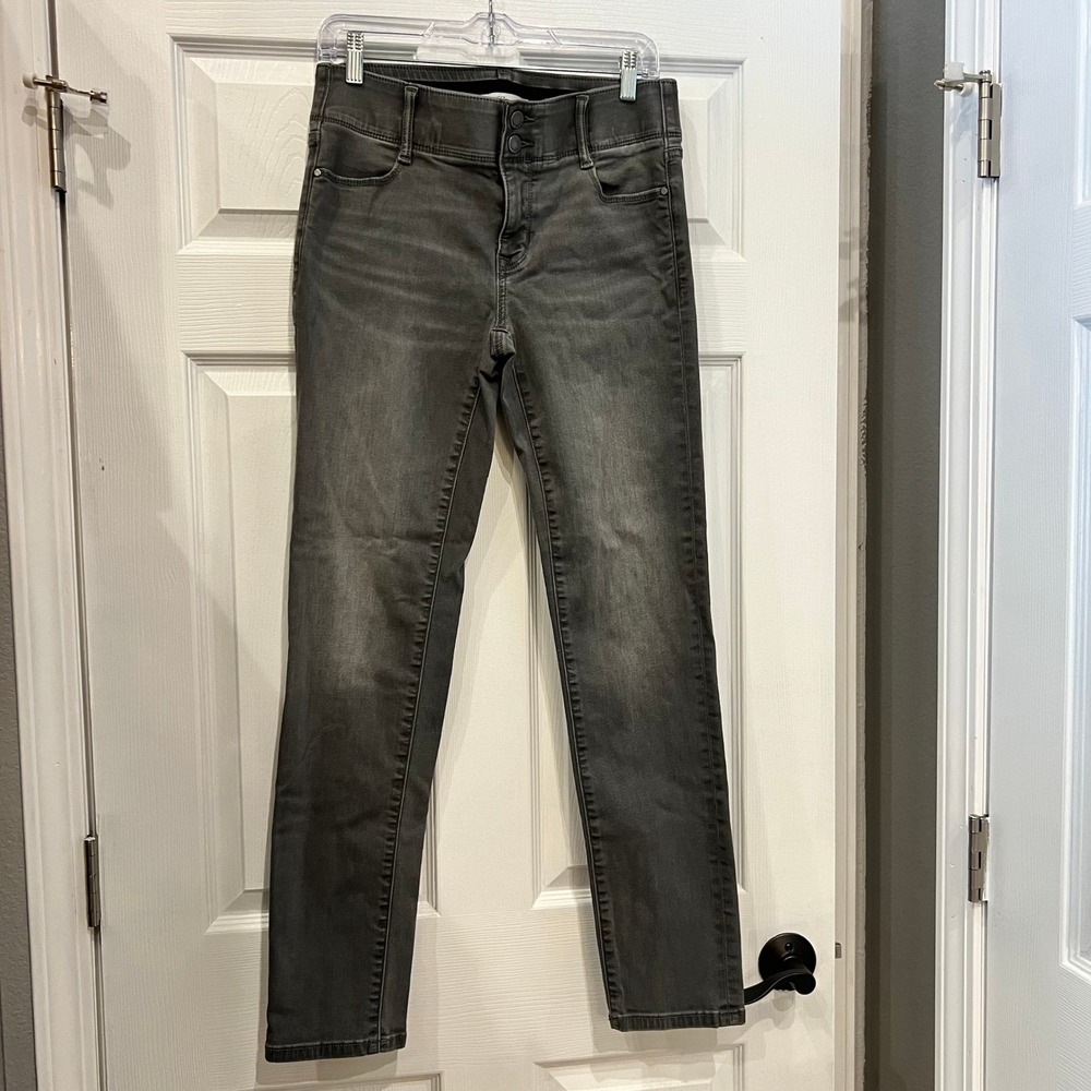 Nine West Straight Leg Jeans Grey Cotton Denim Faded Dark Academia Grunge Edgy 6
